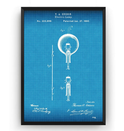 Thomas Edison Electric Lamp Patent Print - Magic Posters
