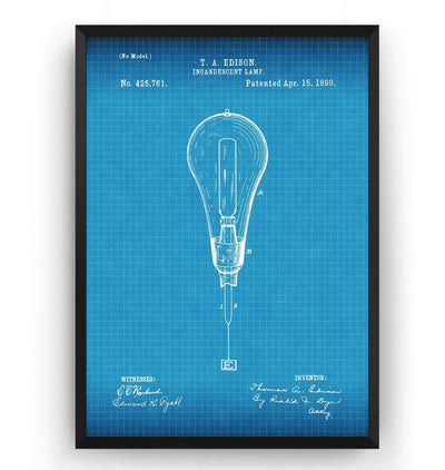 Thomas Edison Incandescent Light Bulb Patent Print - Magic Posters