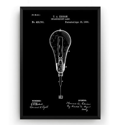 Thomas Edison Incandescent Light Bulb Patent Print - Magic Posters