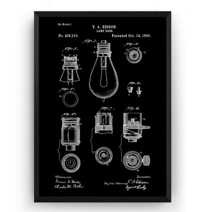 Thomas Edison Lamp Base Patent Print - Magic Posters