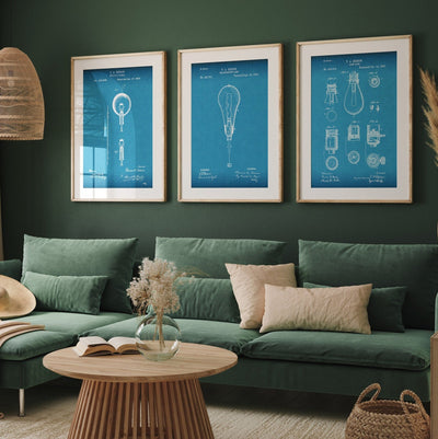 Thomas Edison Set Of 3 Patent Prints - Magic Posters