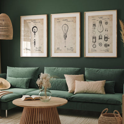 Thomas Edison Set Of 3 Patent Prints - Magic Posters