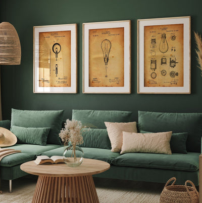 Thomas Edison Set Of 3 Patent Prints - Magic Posters
