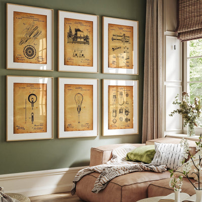 Thomas Edison Set Of 6 Patent Prints - Magic Posters