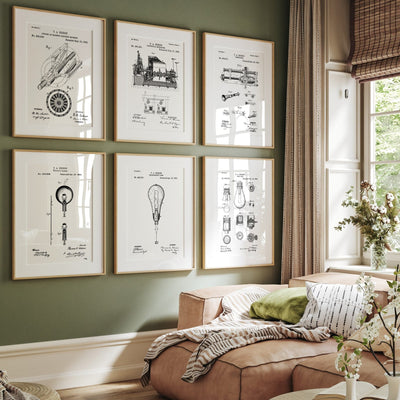 Thomas Edison Set Of 6 Patent Prints - Magic Posters