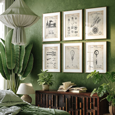 Thomas Edison Set Of 6 Patent Prints - Magic Posters