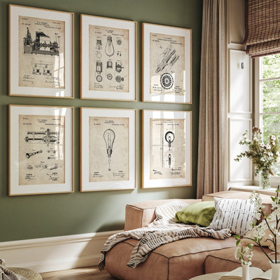 Thomas Edison Set Of 6 Patent Prints - Magic Posters