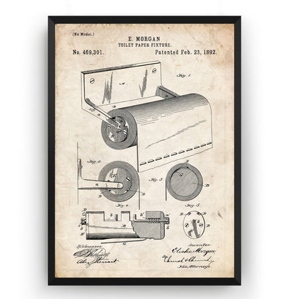 Toilet Paper Fixture 1892 Patent Print - Magic Posters