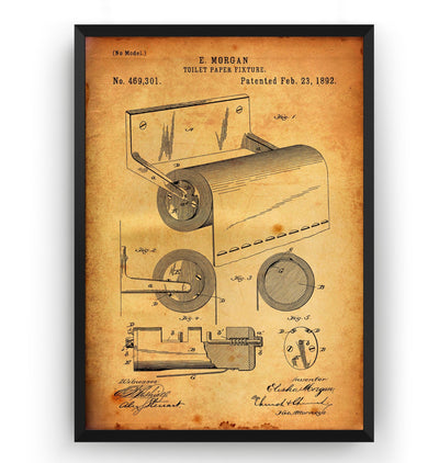 Toilet Paper Fixture 1892 Patent Print - Magic Posters