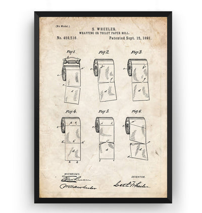 Toilet Paper Roll 1891 Patent Print - Magic Posters