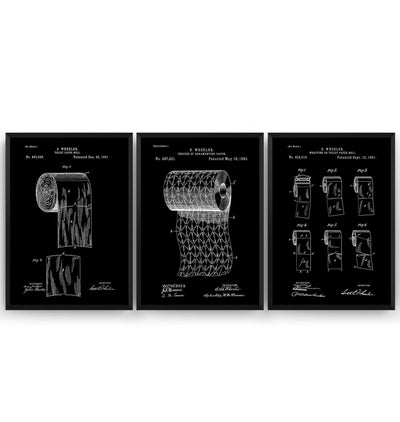Toilet Roll Set Of 3 Patent Prints - Magic Posters