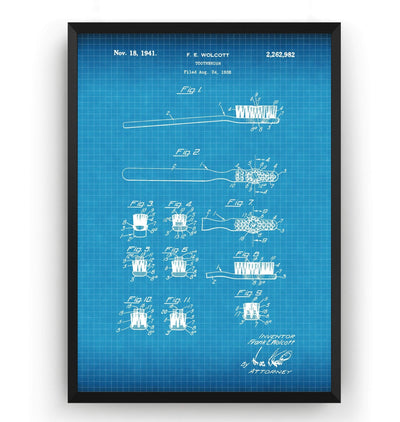 Toothbrush Patent Print - Magic Posters
