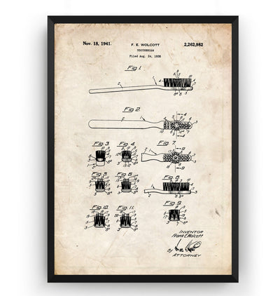 Toothbrush Patent Print - Magic Posters