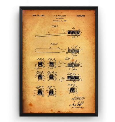 Toothbrush Patent Print - Magic Posters