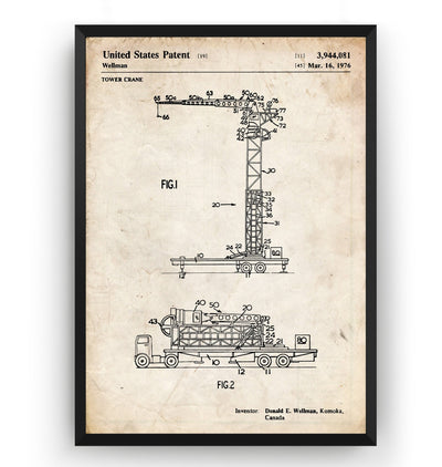 Tower Crane 1976 Patent Print - Magic Posters