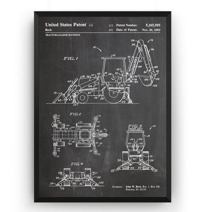 Tractor Loader Backhoe 1993 Patent Print - Magic Posters