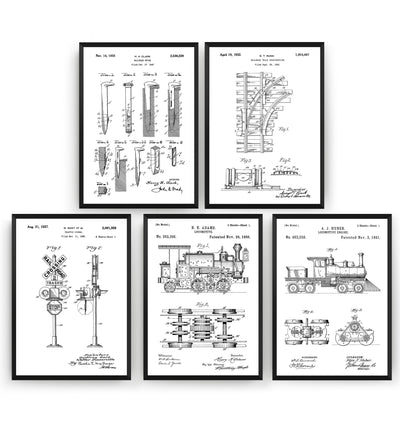 Train Set Of 5 Patent Prints - Magic Posters