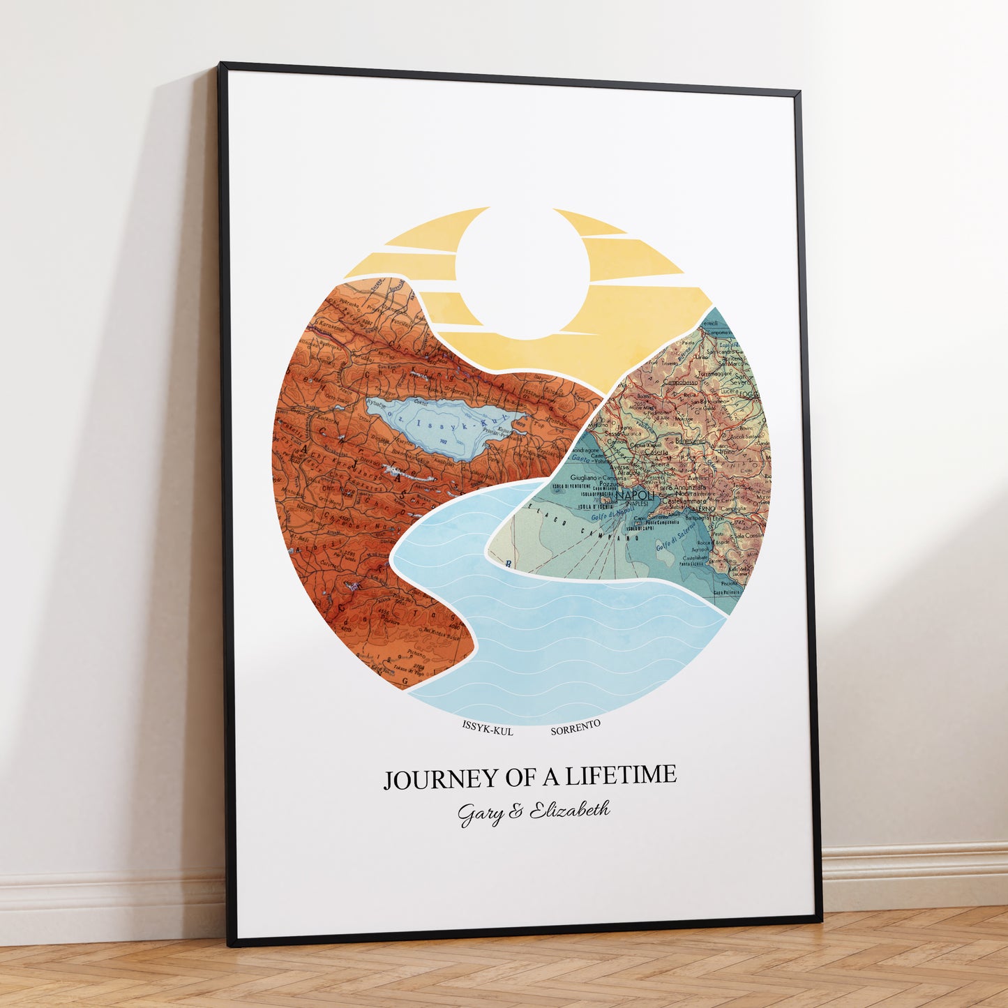 Personalised Watercolour Travel Map Mountain Print - Magic Posters