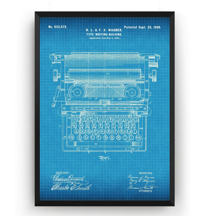 Typewriter 1899 Patent Print - Magic Posters