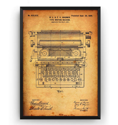 Typewriter 1899 Patent Print - Magic Posters