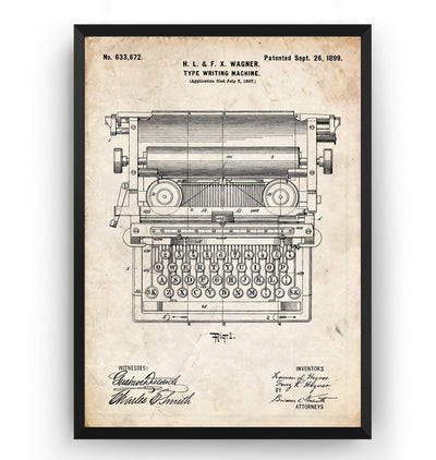 Typewriter 1899 Patent Print - Magic Posters