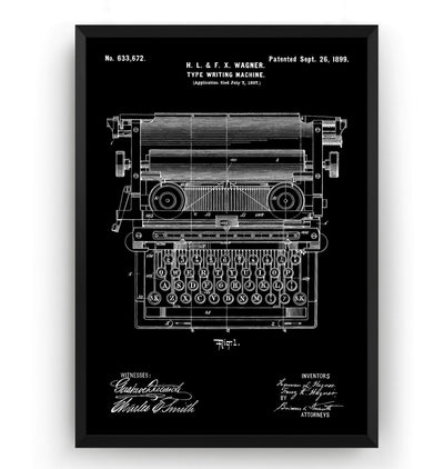 Typewriter 1899 Patent Print - Magic Posters