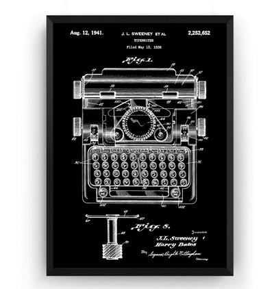Typewriter 1941 Patent Print - Magic Posters