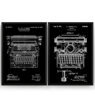 Typewriter Set Of 2 Patent Prints - Magic Posters
