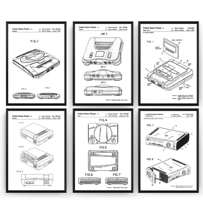 Ultimate Games Consoles Set Of 6 Patent Prints - Magic Posters