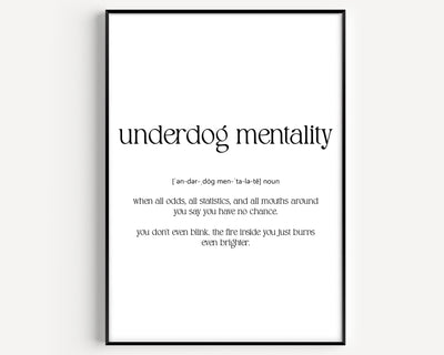 Underdog Mentality Definition Print - Magic Posters