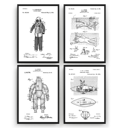Underwater Nautical Set Of 4 Patent Prints - Magic Posters