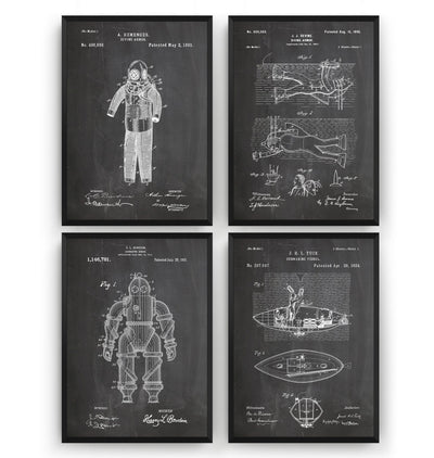 Underwater Nautical Set Of 4 Patent Prints - Magic Posters
