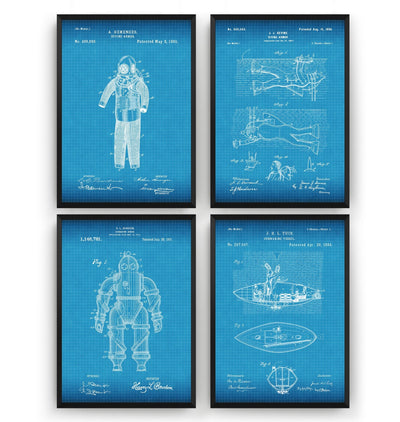 Underwater Nautical Set Of 4 Patent Prints - Magic Posters