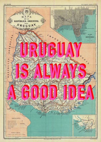 Uruguay Retro Pop Art Map Print (portrait)