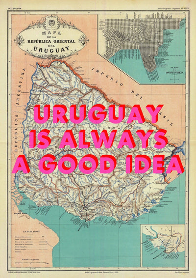 Uruguay Retro Pop Art Map Print (portrait)