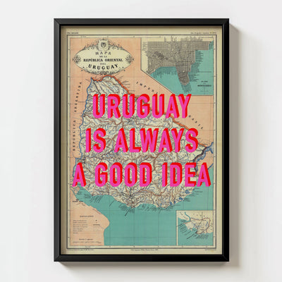 Uruguay Retro Pop Art Map Print (portrait) - Magic Posters