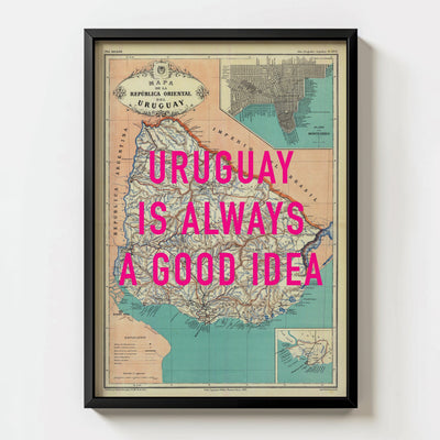 Uruguay Retro Pop Art Map Print (portrait) - Magic Posters