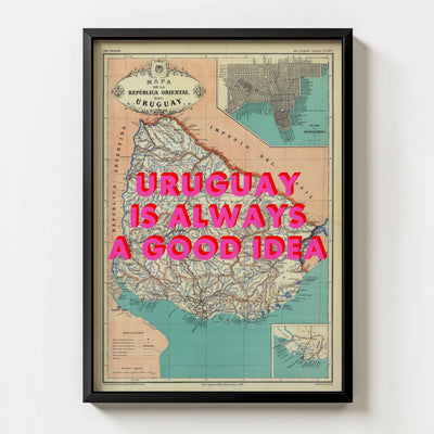 Uruguay Retro Pop Art Map Print (portrait) - Magic Posters