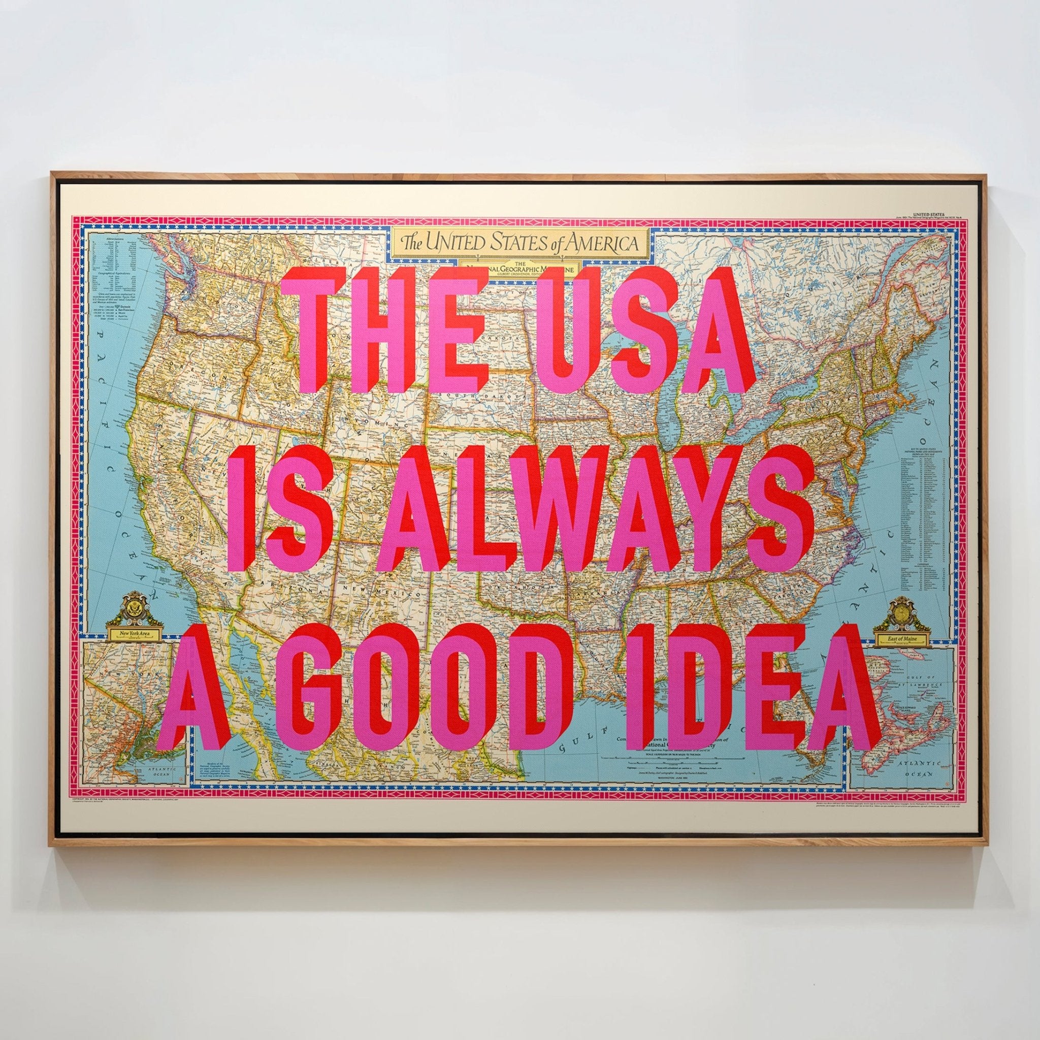USA Retro Pop Art Map Print - Magic Posters