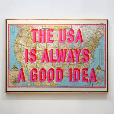 USA Retro Pop Art Map Print - Magic Posters