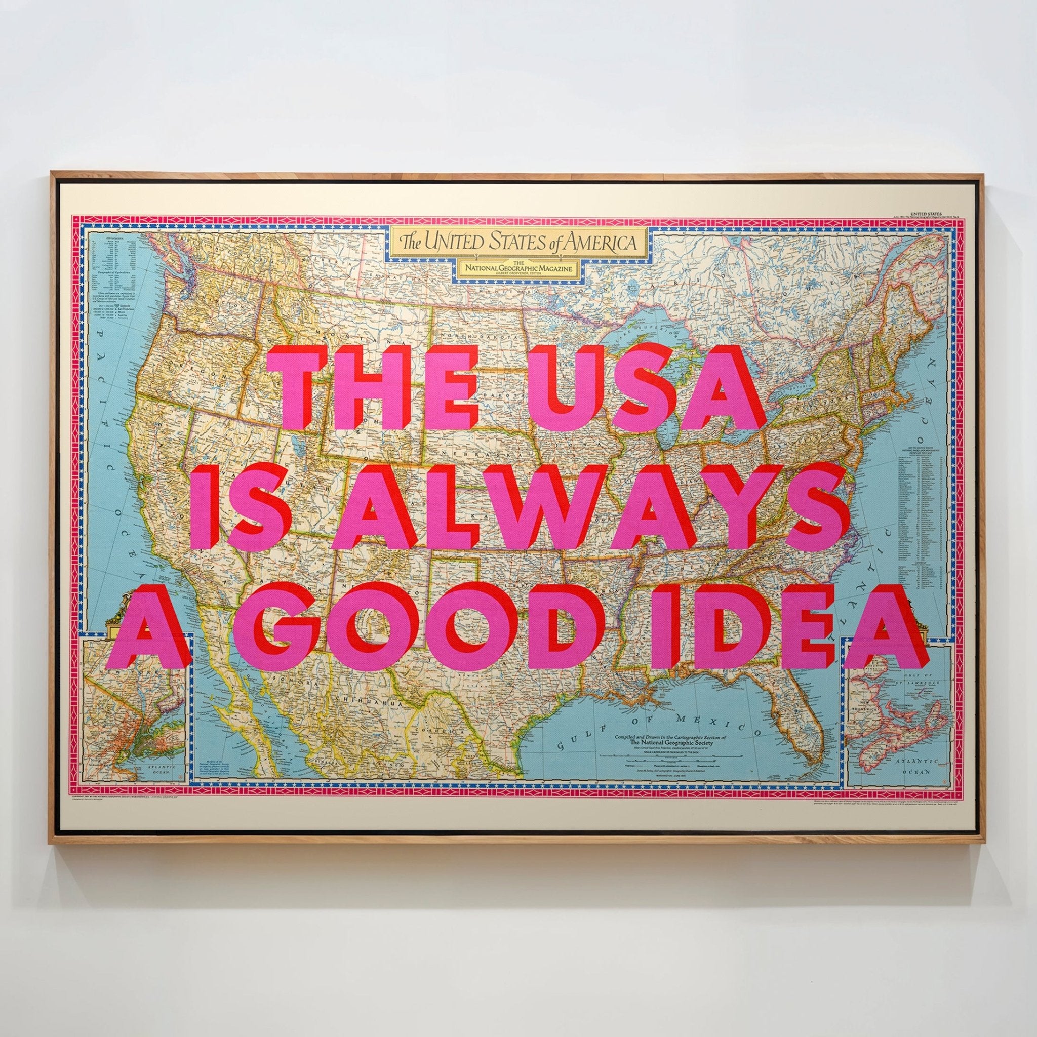 USA Retro Pop Art Map Print - Magic Posters