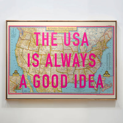 USA Retro Pop Art Map Print - Magic Posters