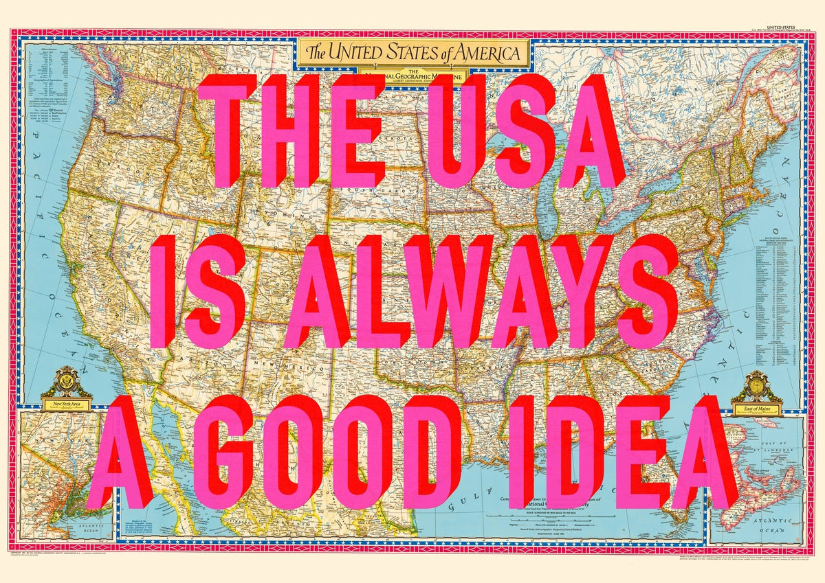 USA Retro Pop Art Map Print