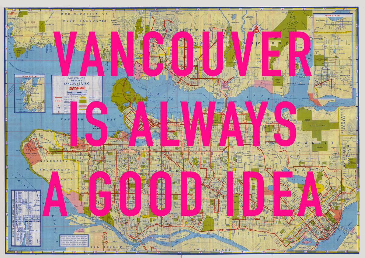 Vancouver Retro Pop Art Map Print (landscape) - Magic Posters