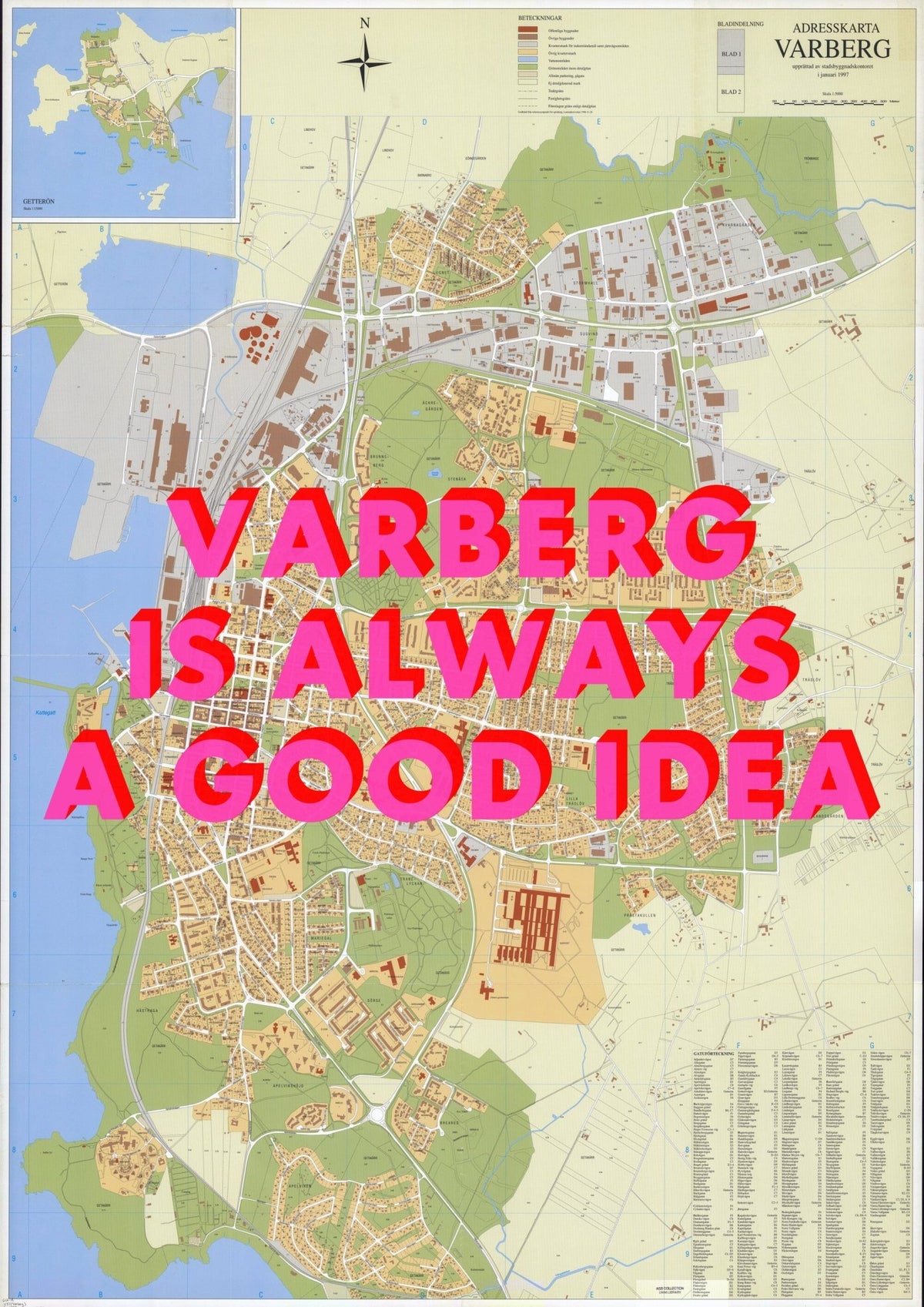 Varberg Retro Pop Art Map Print (portrait) - Magic Posters