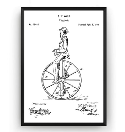Velocipede 1869 Patent Print - Magic Posters