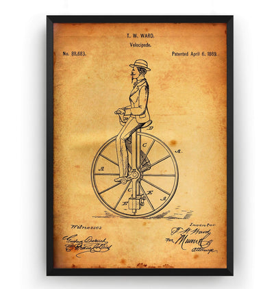Velocipede 1869 Patent Print - Magic Posters