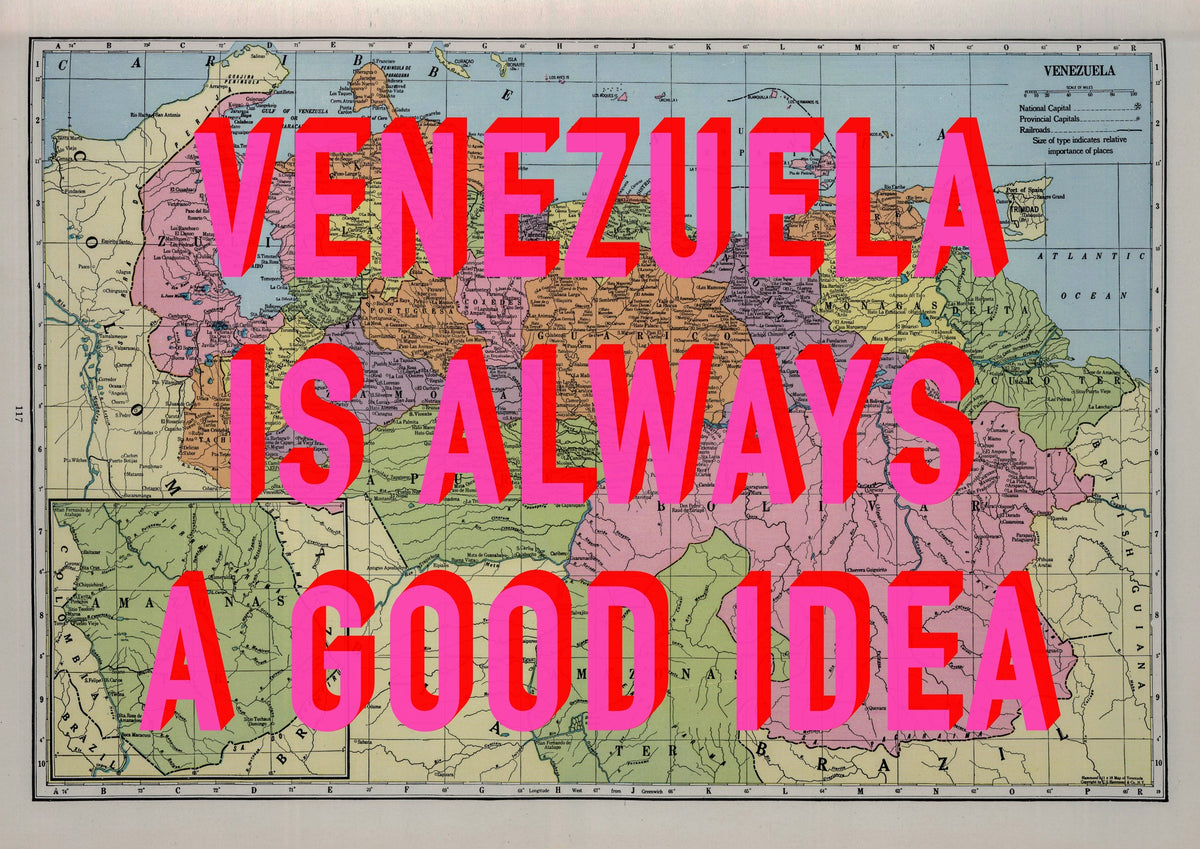 Venezuela Retro Pop Art Map Print (landscape)