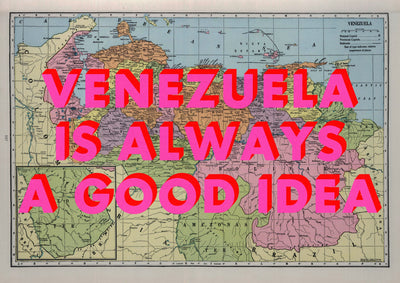 Venezuela Retro Pop Art Map Print (landscape)