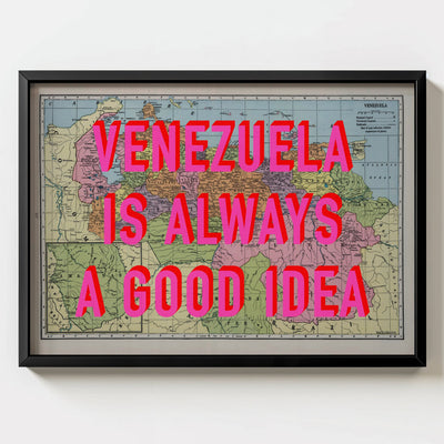 Venezuela Retro Pop Art Map Print (landscape) - Magic Posters